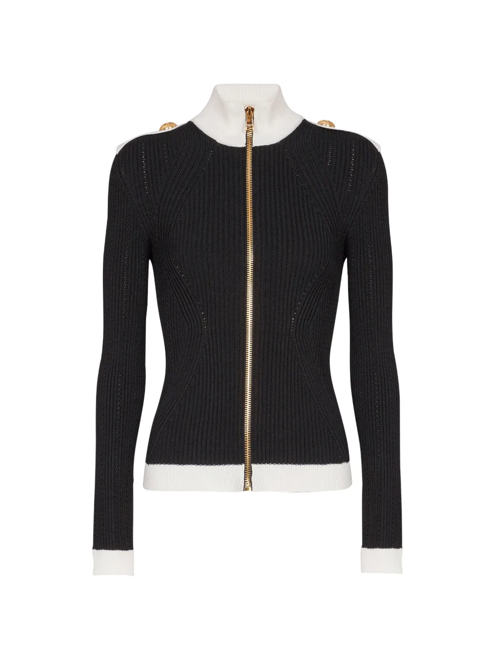 Balmain Cardigan in maglia a coste - Nero