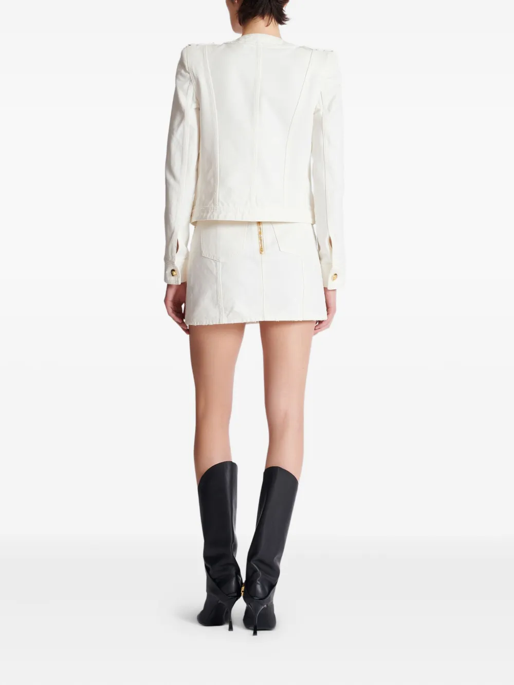BALMAIN CANVAS CROPPED JACKET