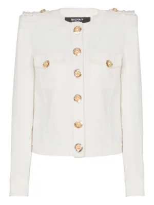DSQUARED2 ホワイト クロップドジャケット 40 DSQUARED2 ビジュートリム クロップドジャケット | ホワイト | FARFETCH JP