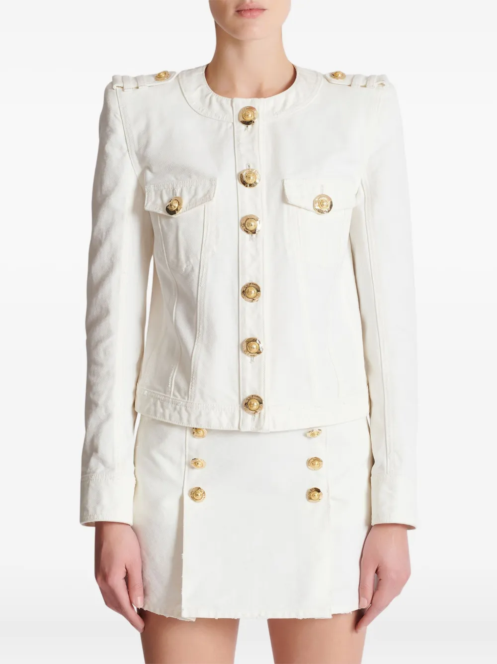 Shop Balmain Canvas Cropped Jacket