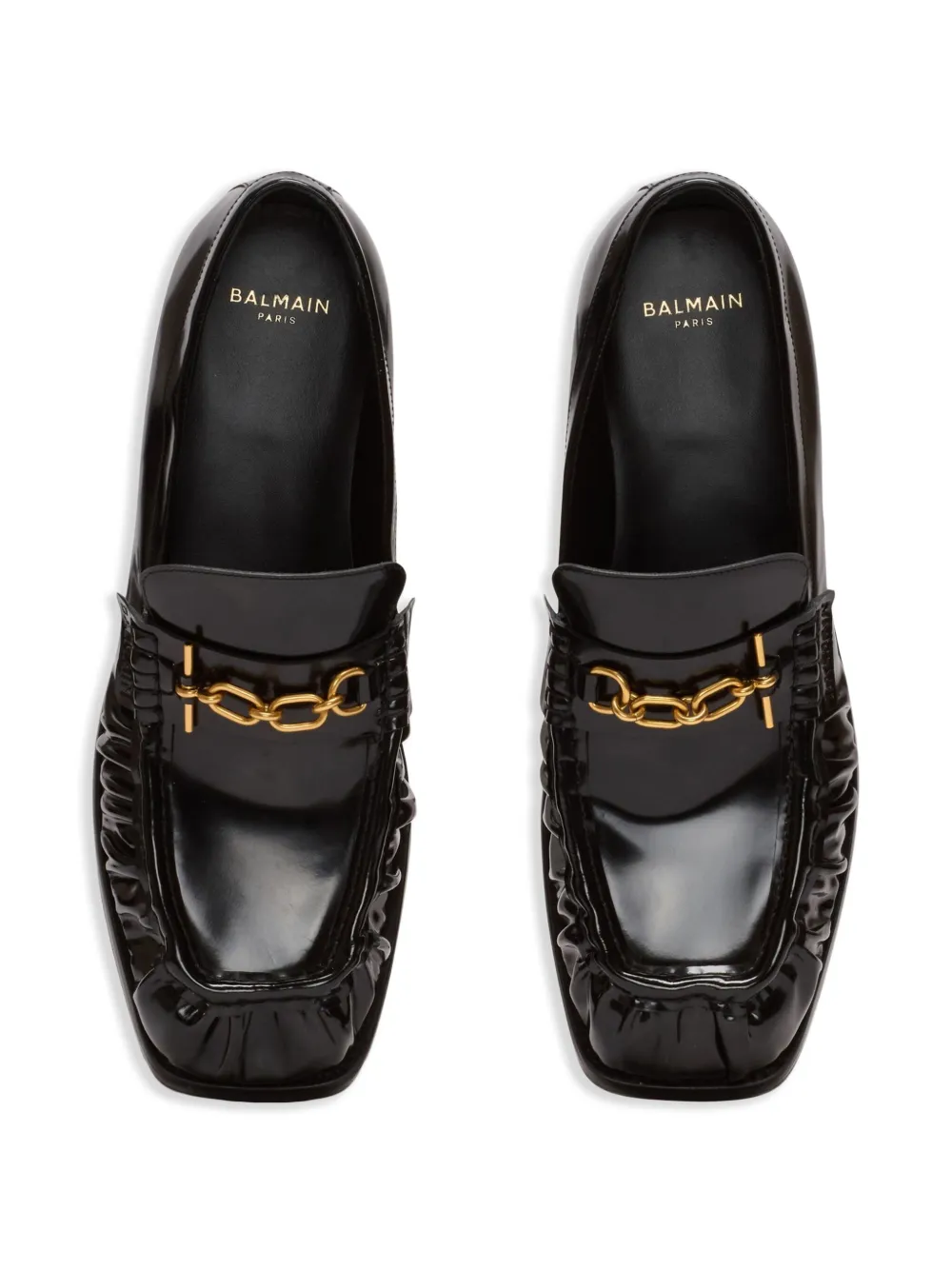 Balmain glazed leather loafers Black