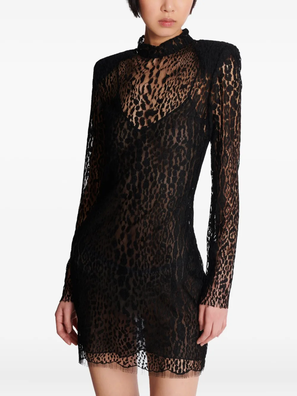 Balmain Jurk met luipaardprint Zwart