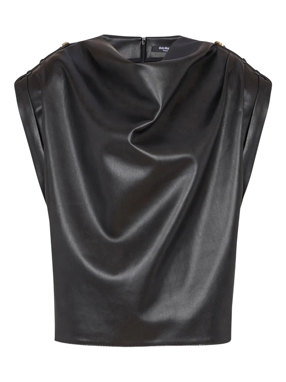 Balmain Top van imitatieleer Zwart
