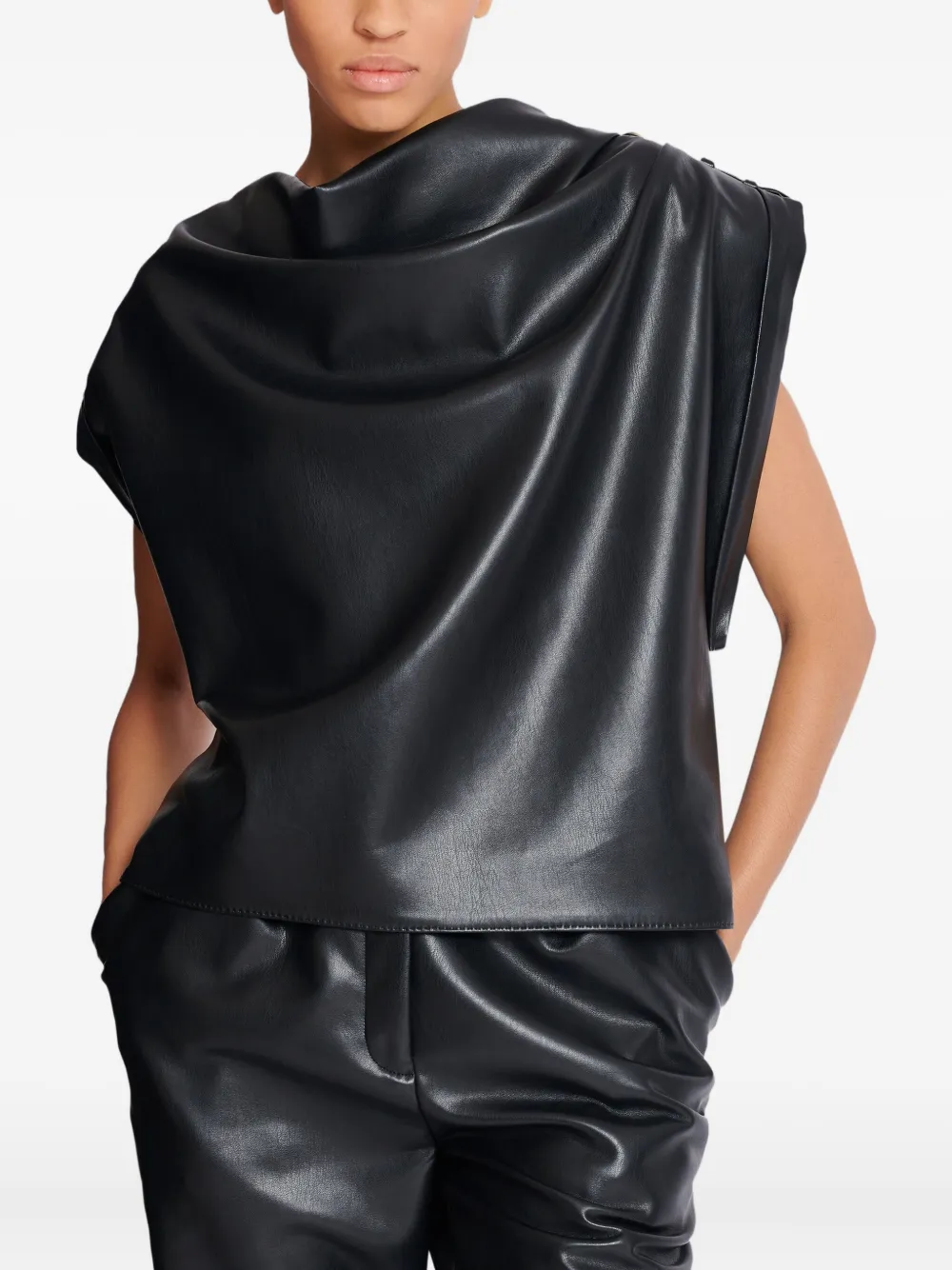 Balmain Top van imitatieleer Zwart