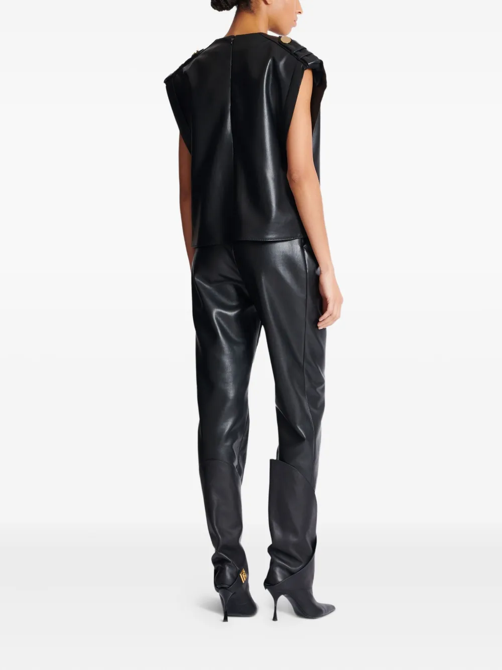 Balmain Top van imitatieleer Zwart