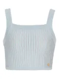 Balmain ribbed square-neck top - Blue