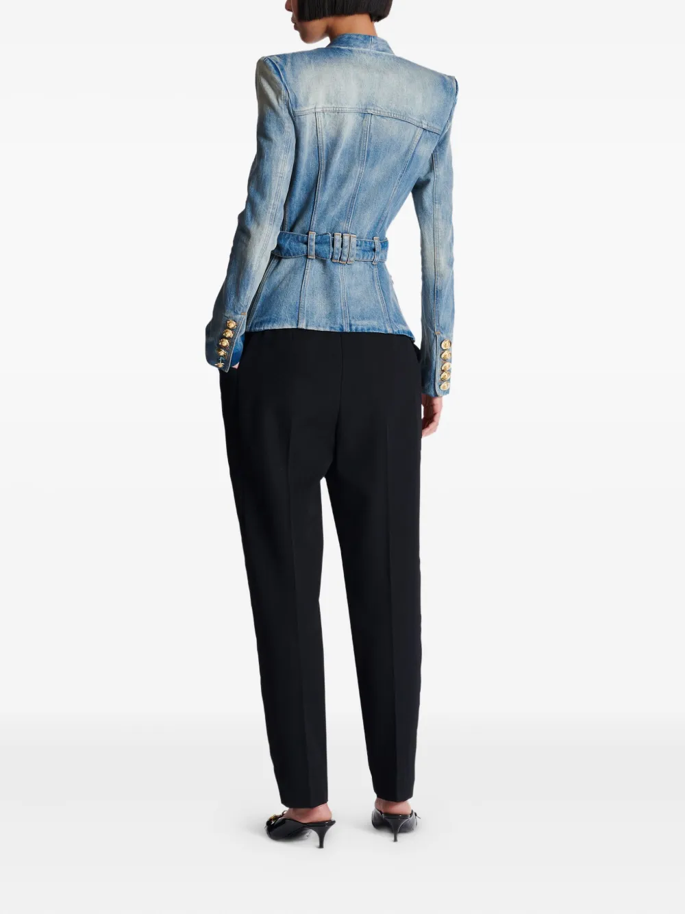 Balmain Denim jack Blauw