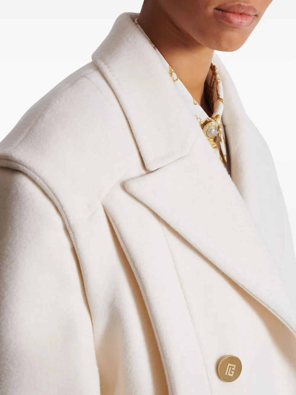 Balmain Cropped Cashmere Reefer Jacket | White | FARFETCH