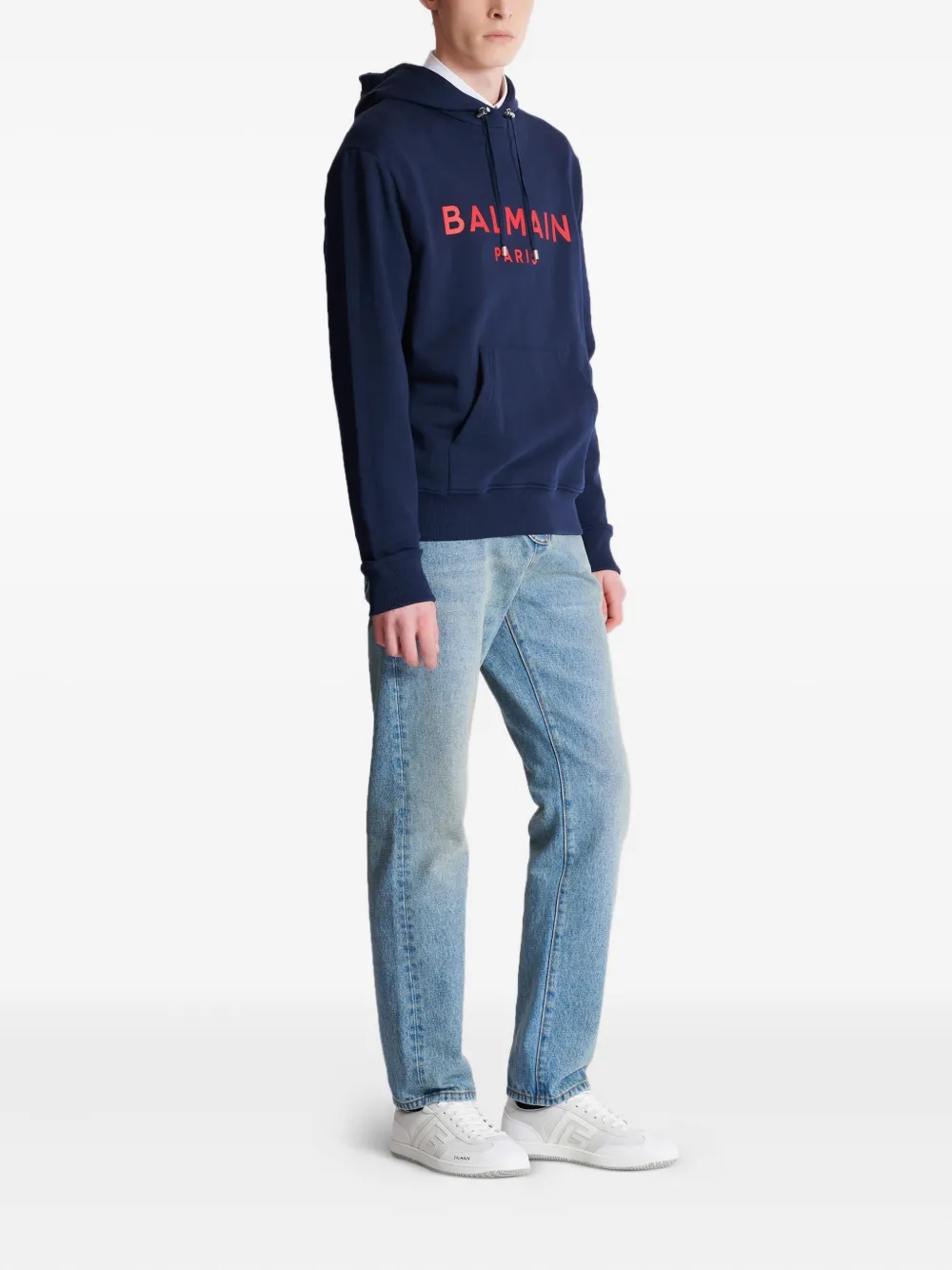 Balmain Hoodie met logoprint Blauw