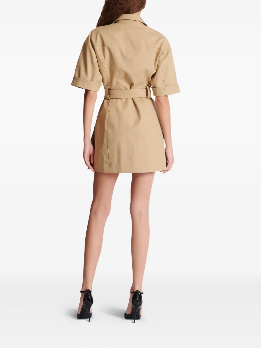 Balmain Mini-jurk met veters Beige