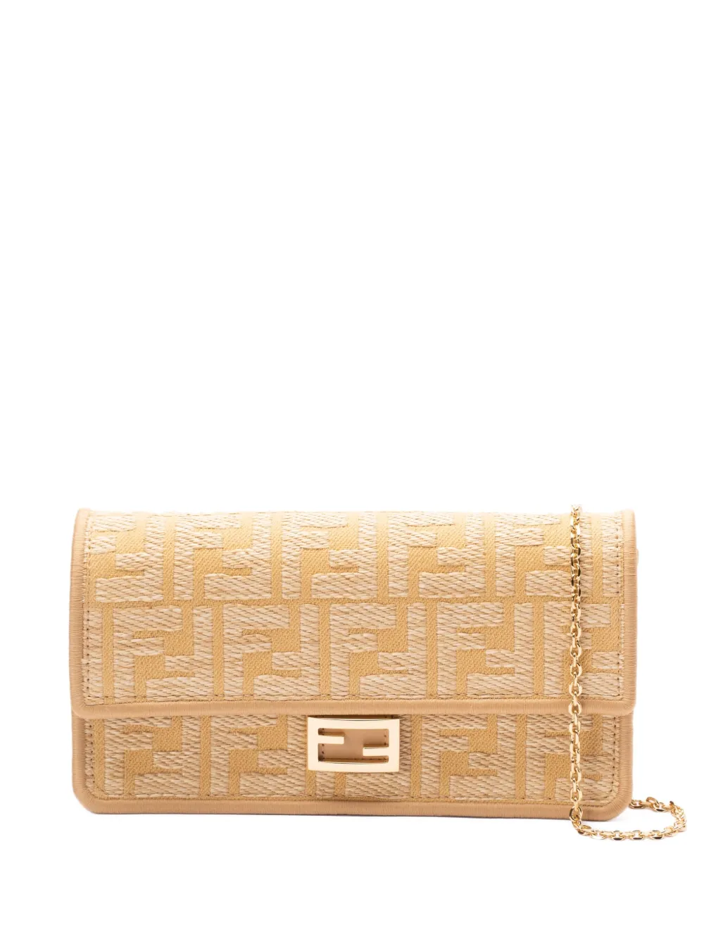 Fendi Portafoglio Baguette con catena e monogramma - Toni neutri