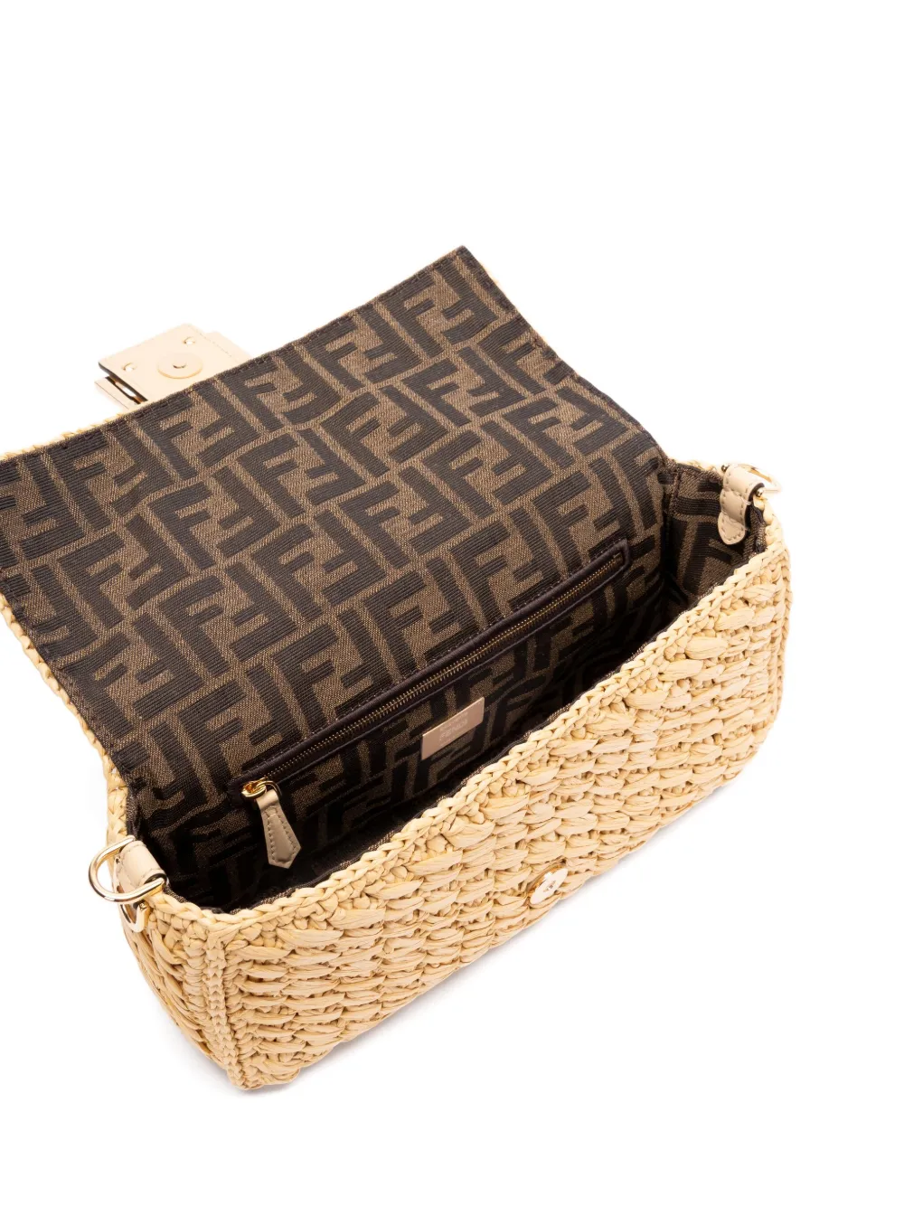 FENDI Baguette geweven crossbodytas Beige