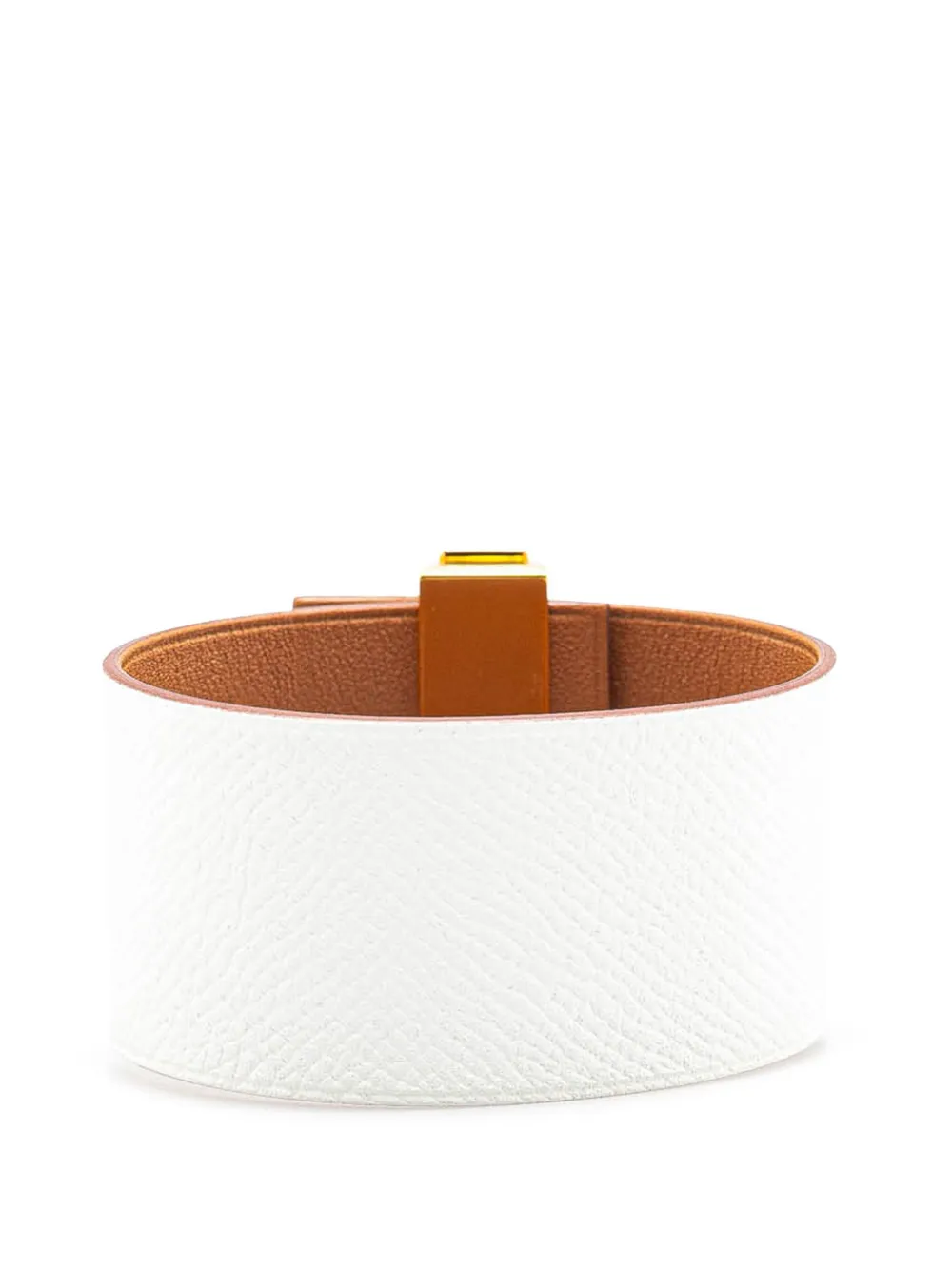 Pre-owned Hermes 2014 Bicolor Epsom Reversible Illusion Bracelet Mm Costume Bracelet In Gold