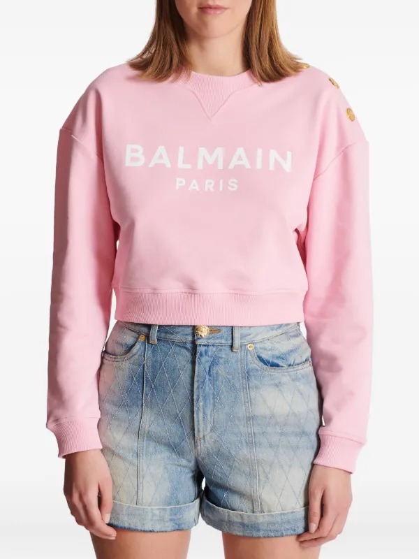 新品　BALMAIN ピンク Tシャツ XS ボタン付き Balmain Logo T-Shirt With Buttons in Pink | Lyst