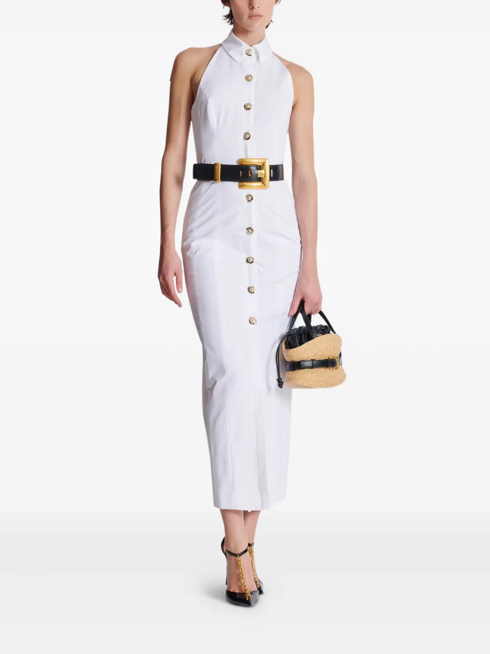 Balmain Popeline midi-jurk - Wit
