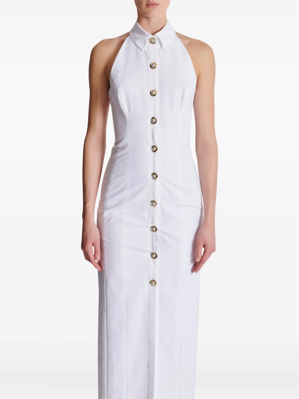Balmain Popeline midi-jurk Wit