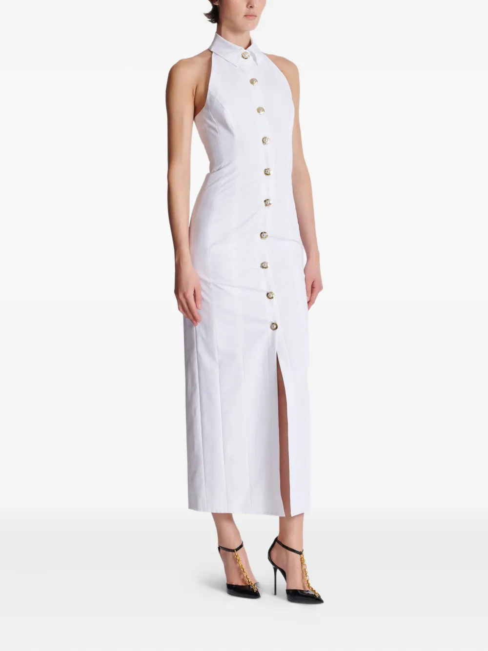 Balmain Popeline midi-jurk Wit