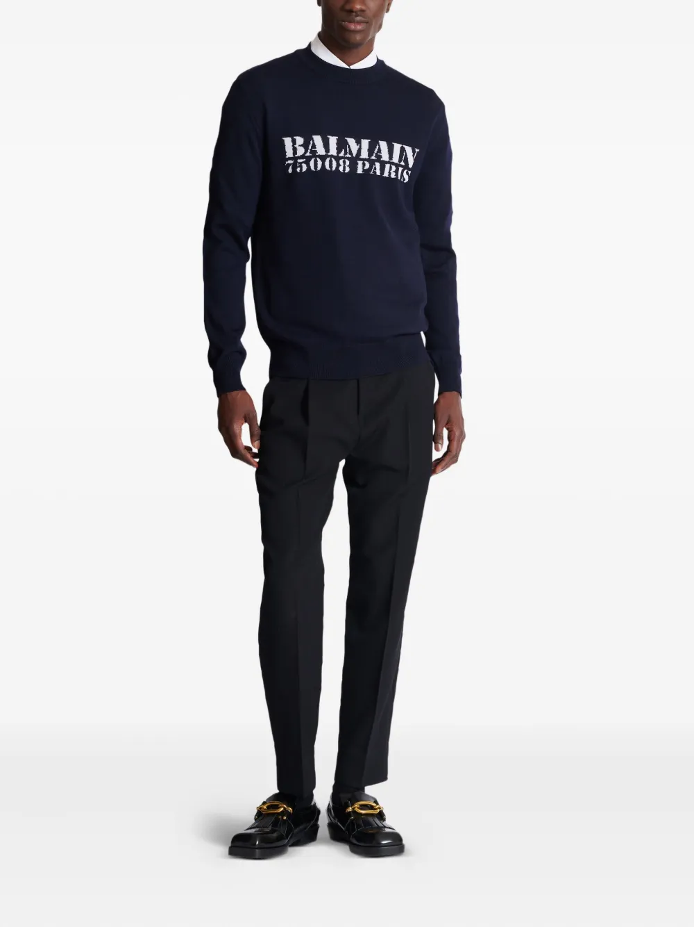 Balmain Trui met intarsia logo - Blauw