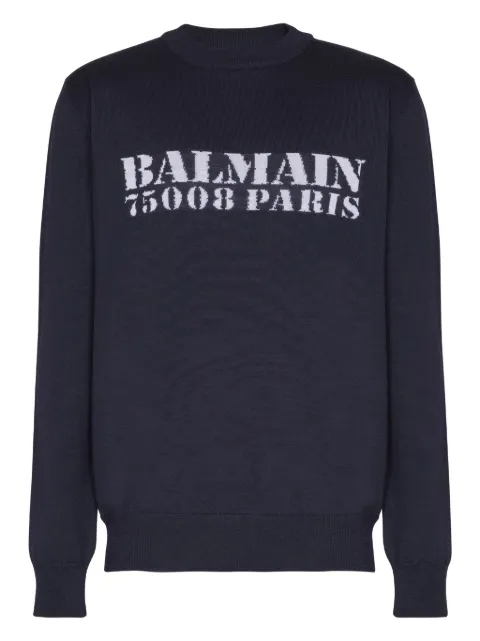 Balmain suéter tejido con logo en intarsia