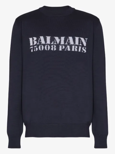 Balmain suéter tejido con logo en intarsia
