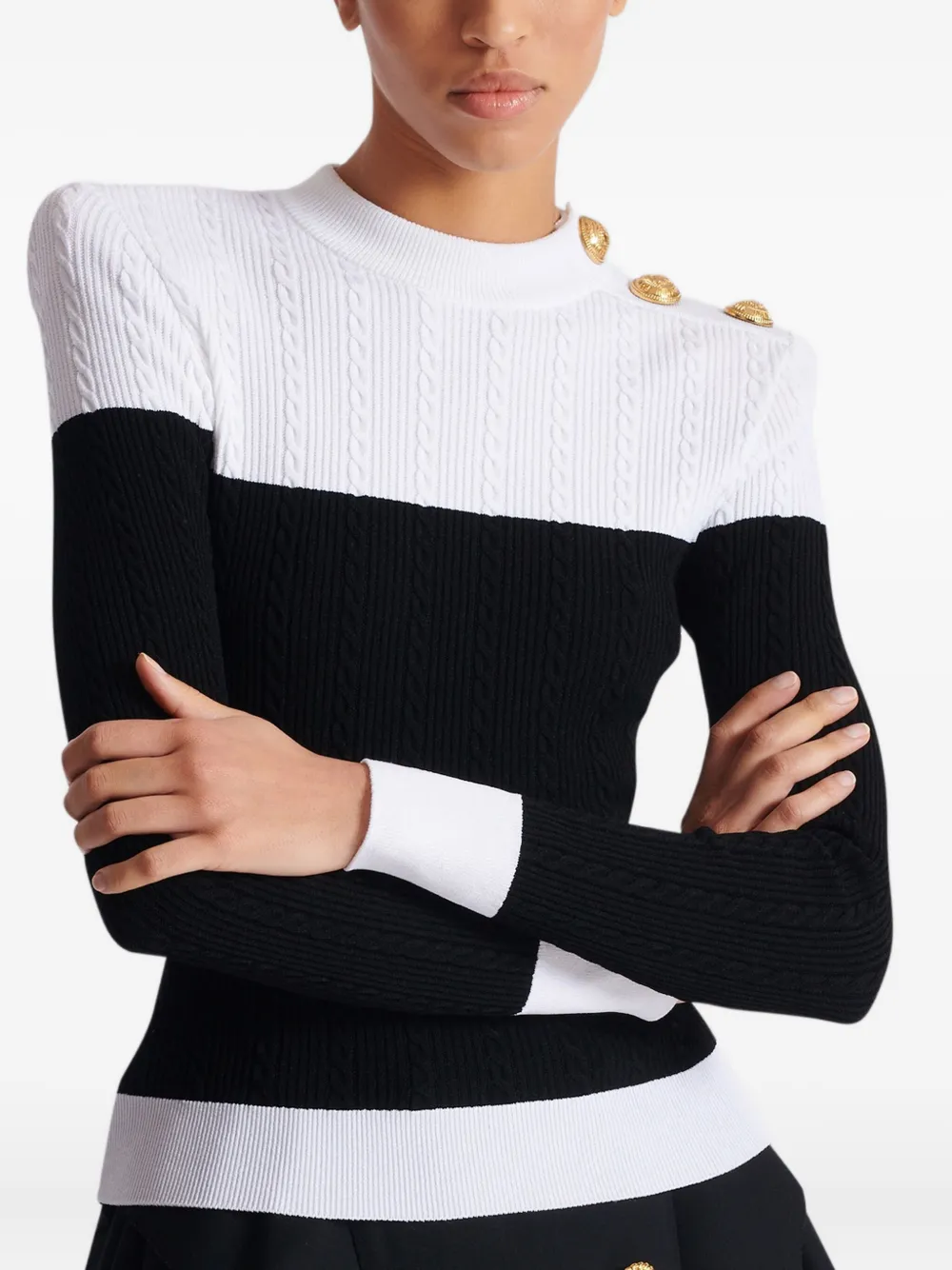 Balmain Tweekleurige trui Zwart