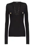 Balmain long-sleeved lace-up top - Black