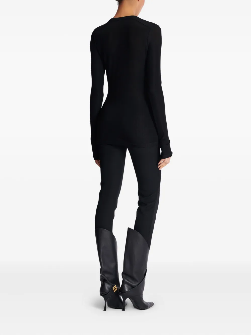 Balmain Top met lange mouwen en veters Zwart