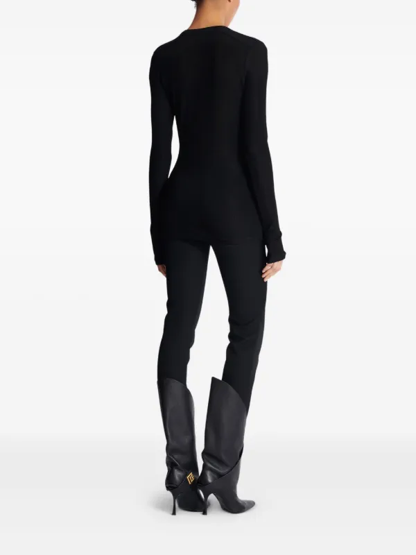 Balmain long-sleeved lace-up Top | Black | FARFETCH