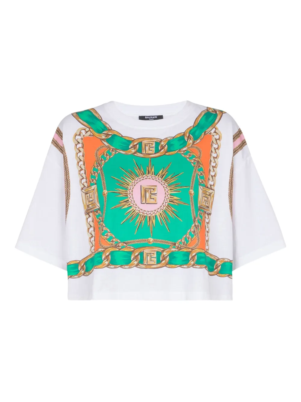 Balmain Foulard-print Cropped T-shirt