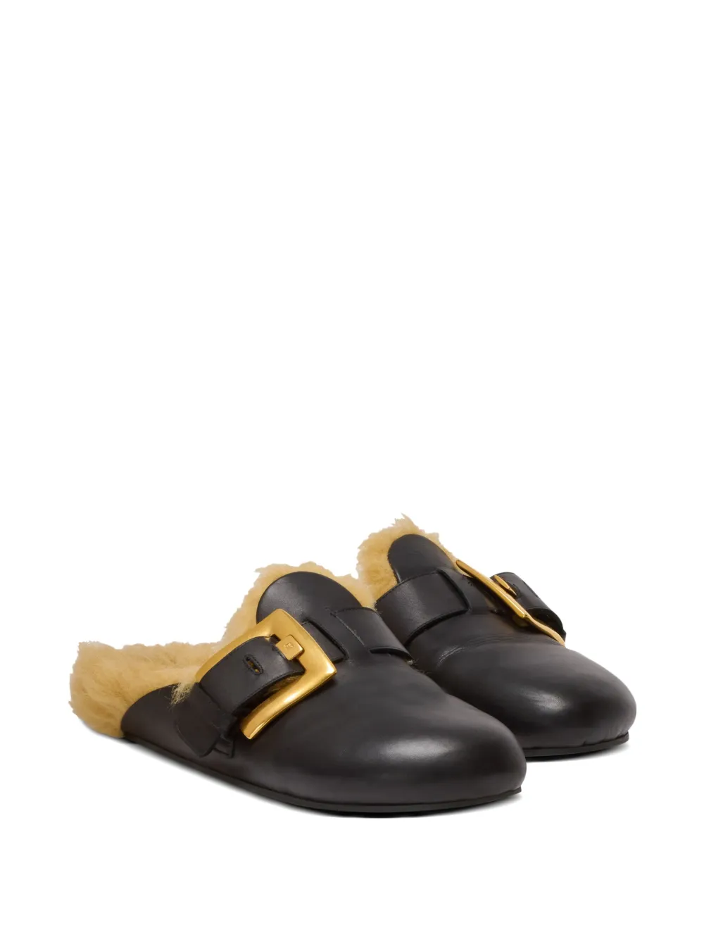 Balmain faux fur-lined mules Black