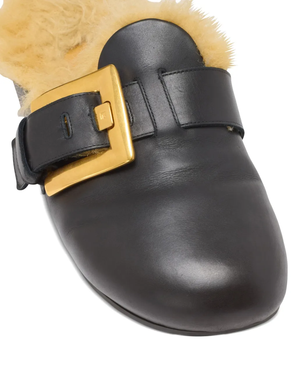 faux fur-lined mules