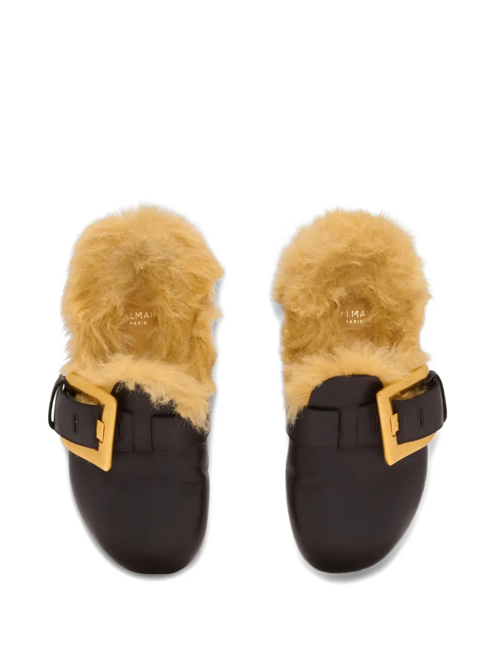 Balmain faux fur-lined mules Black