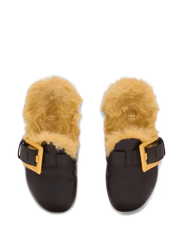 Fur Lined Prada Faux Fur Slides Balmain Faux Fur-lined Mules Black