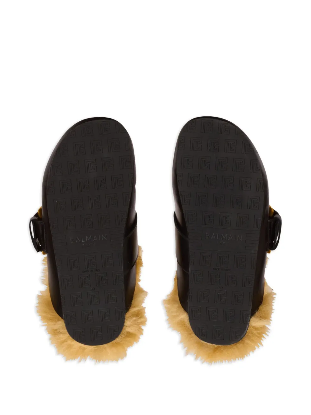 Balmain faux fur-lined mules Black
