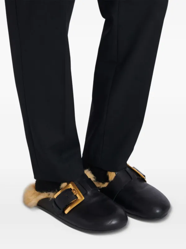 Balmain Faux fur-lined Mules | Black | FARFETCH