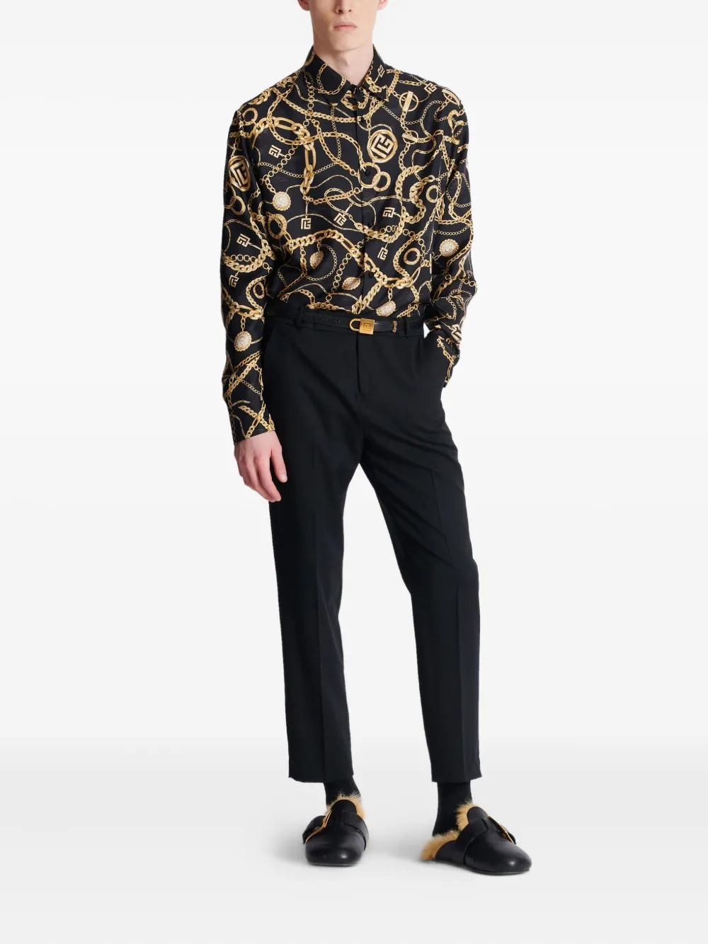 Balmain Overhemd met grafische print - EAD BLACK/GOLD