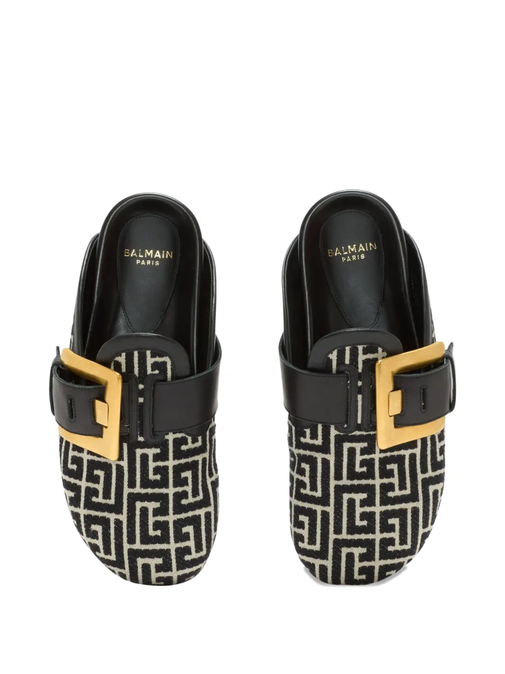 Balmain monogram-pattern slippers Black