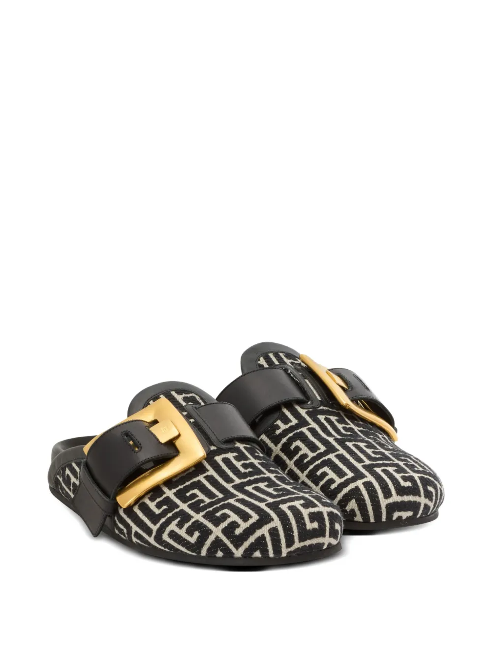 Balmain monogram-pattern slippers Black