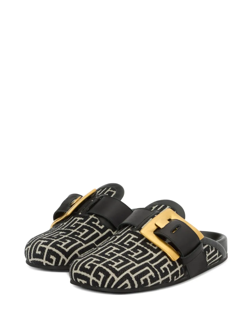 Balmain monogram-pattern slippers Black