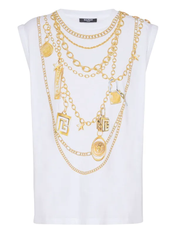 Balmain Collier-print Vest in White