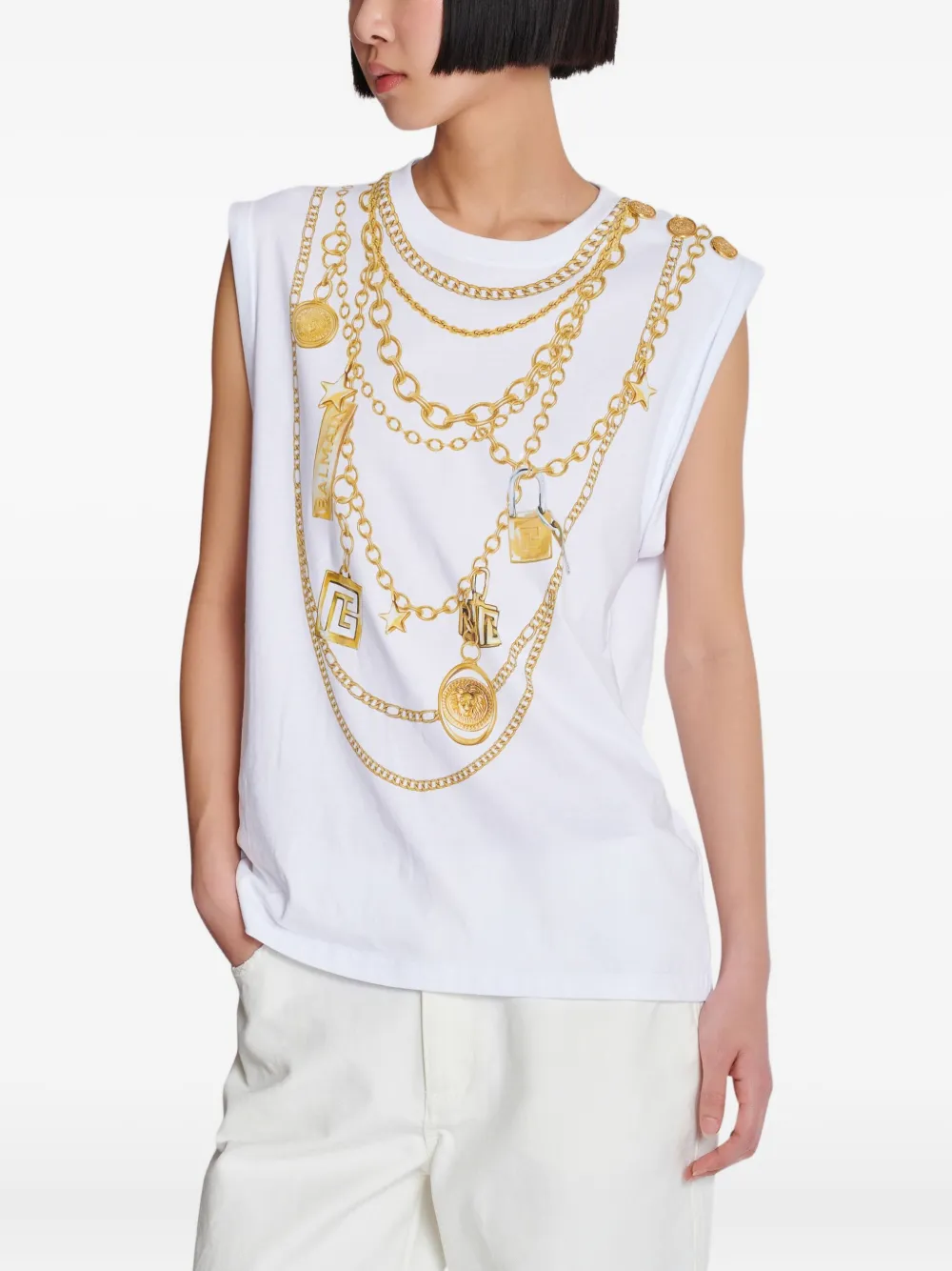 Shop Balmain Collier-print Vest