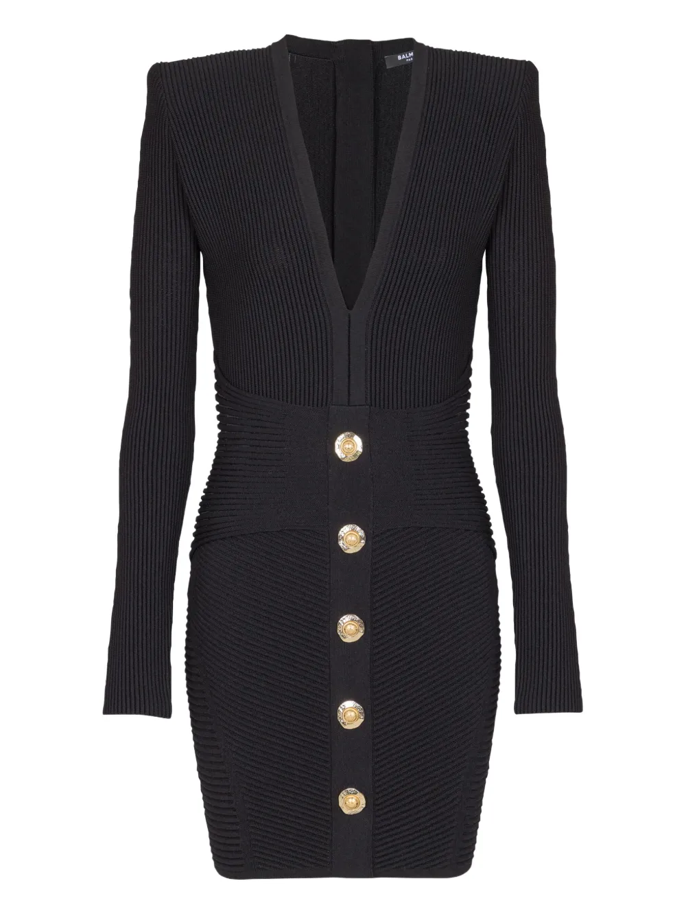 Balmain Geribbelde kokerjurk Zwart