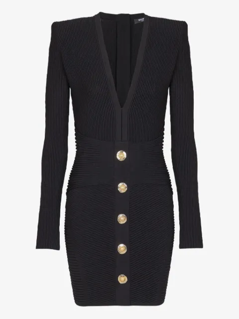 Balmain 골지 바디콘 드레스
