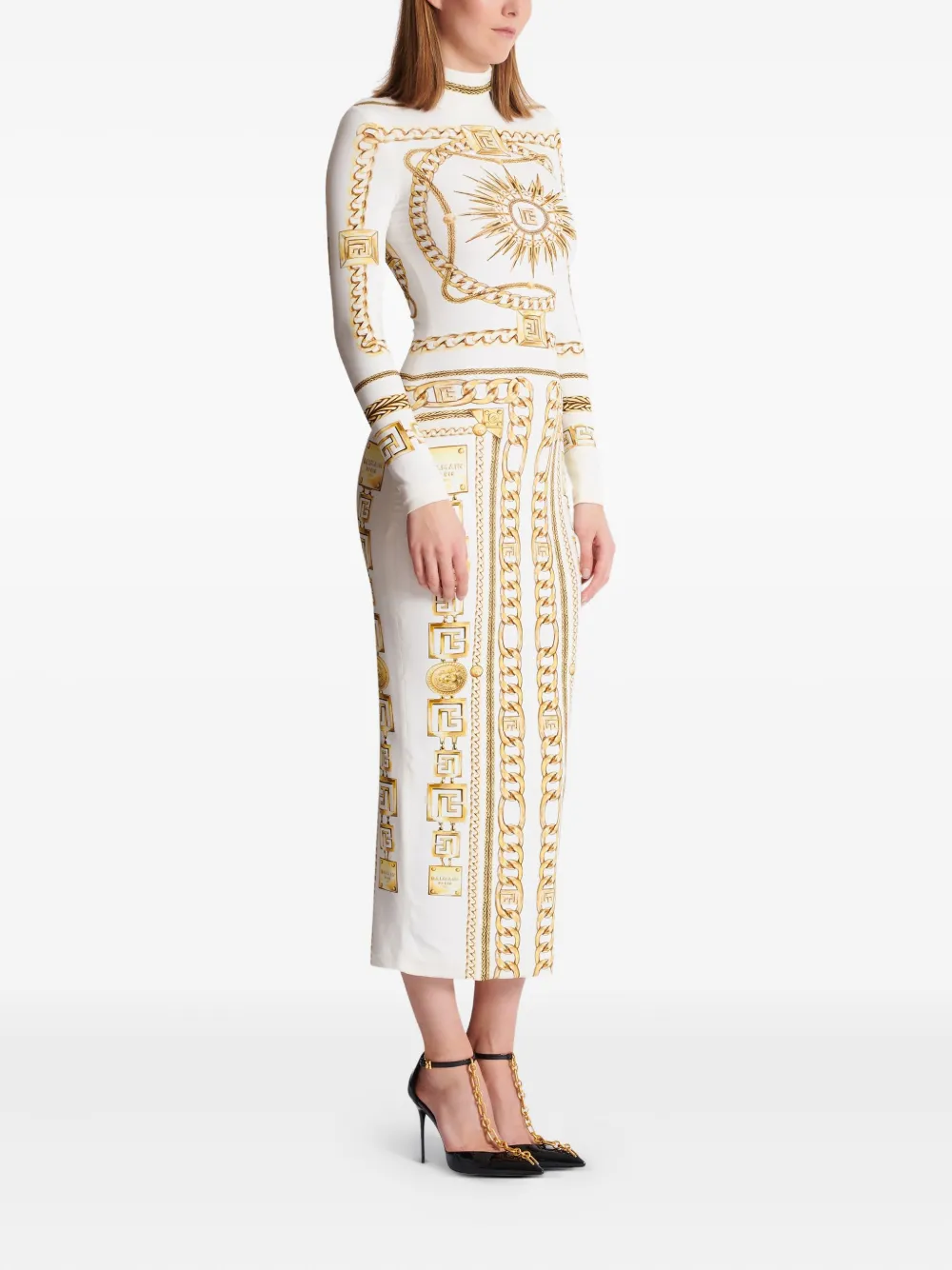 Balmain Bodycon jurk met print Wit