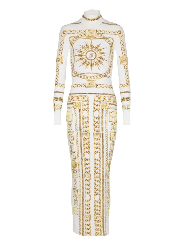 Balmain Graphic-print Bodycon Dress - White Balmain Graphic-print Bodycon Dress - White