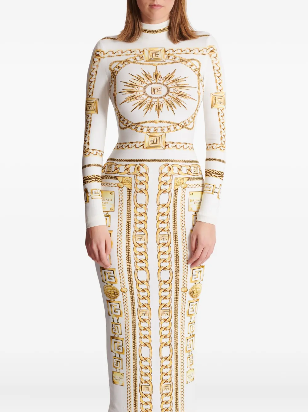 Balmain Bodycon jurk met print Wit
