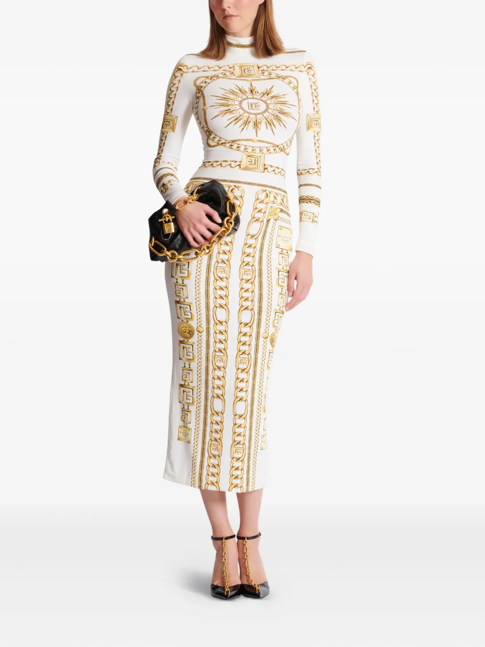 Balmain Bodycon jurk met print - Wit