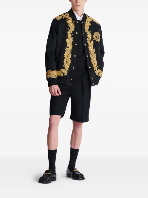 Balmain Embroidered Bomber Jacket Black FARFETCH AE