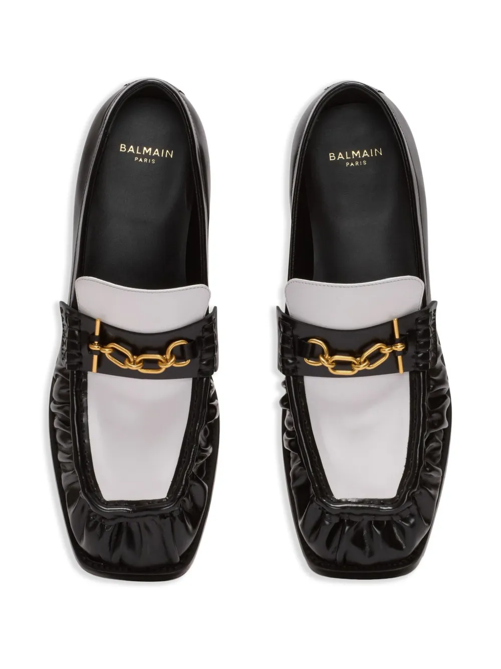 Balmain glazed leather loafers Black