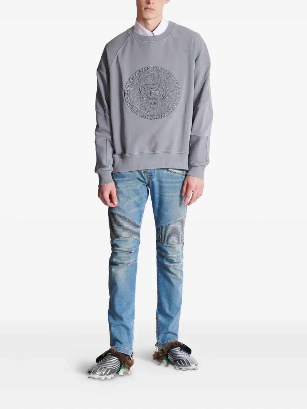 Balmain Sweater met borduurwerk Grijs